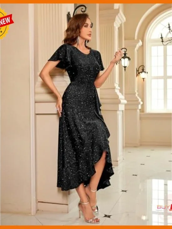 Sequin Maxi Dress Formal Party Cocktail Long Evening Wedding Guest - Picture 3 of 7